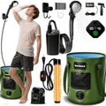 Goody King Portable Camping Shower with Heater - Green, 6.6 Gallons, Rechargeable & Foldable Bucket