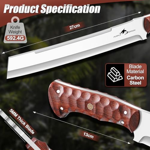10.6 Inch Heavy Duty Machete with Sheath - High Carbon Steel Outdoor Knife