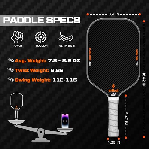 Pickleball Paddles Set - USAPA Approved T700 Carbon Fiber Rackets for 2 Players