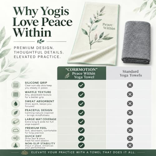 Non-Slip Yoga Mat Towel Waffle Microfiber 24x72 Inches - Mint Green, Virture Collection