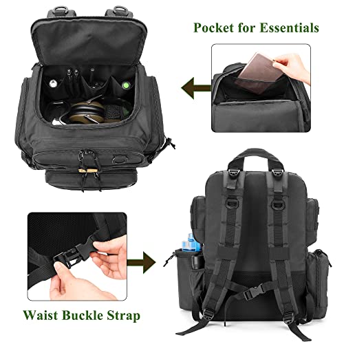DSLEAF Black Tactical Pistol Backpack for 6 Handguns, Range Bag