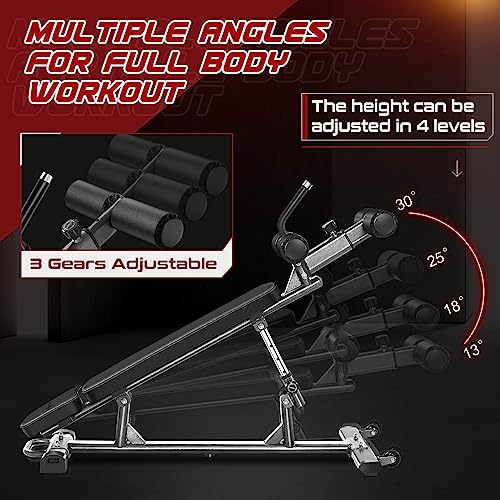 BODY RHYTHM Adjustable Sit-Up Bench with 4 Heights & Reverse Crunch Handle