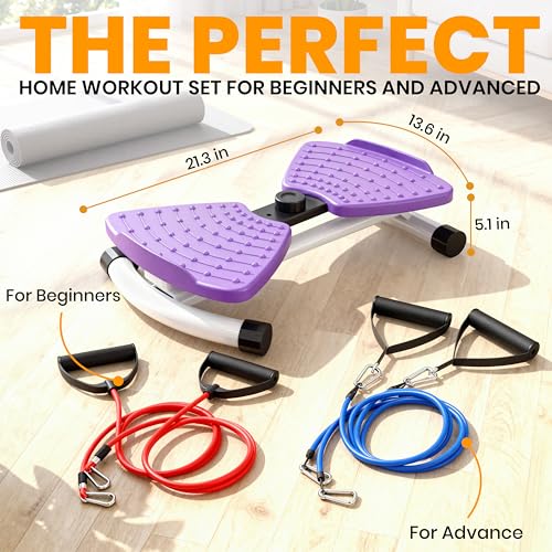 Ronai Pink Waist Twister Machine with Resistance Bands - Home Fitness Equipment
