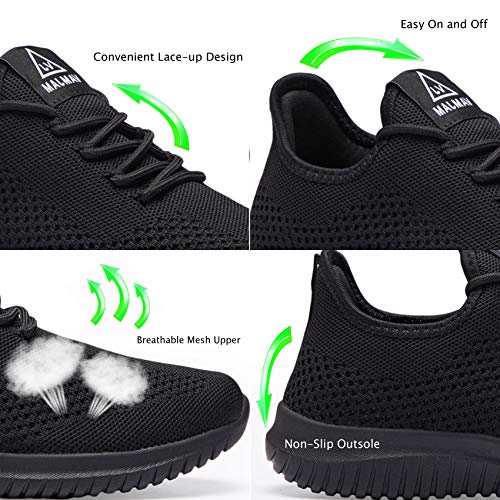Men's Lightweight Breathable Running Shoes with Non-Slip Sole - Allblack015 10.5