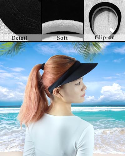 Adjustable Sports Sun Visor Hat for Women Men Outdoor Golf Beach Cap - Black Navy Khaki 6 3/4-7 1/4