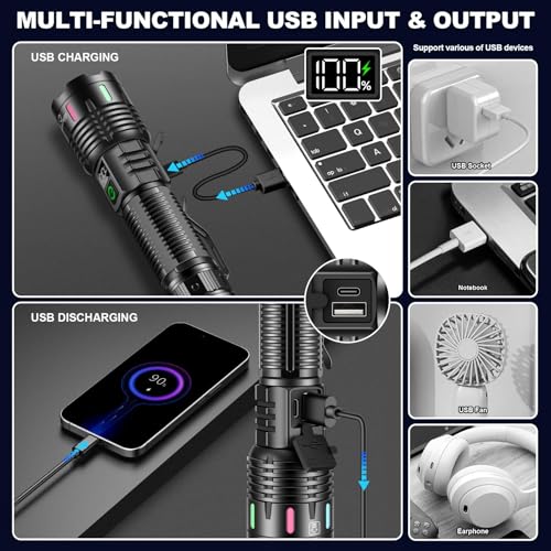 Esgreen Super Bright LED Rechargeable Flashlight 100000 Lumens 2 Modes - Medium Pack