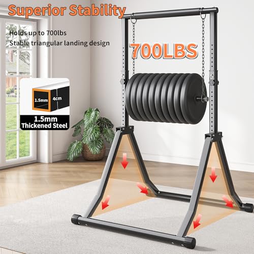 Foldable Pull Up Bar Station 66-85 Inch Adjustable Power Tower for Home Gym - Space Saving & Heavy Duty
