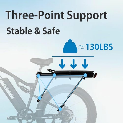King Mills Fat Tire Bike Rack and Electric Bike Rack, Parrilla para Bicicletas Trasera, Ideas as Cargo Rack with Load Capacity (60KG Load Capacity)