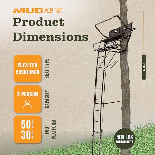 Muddy 20ft Nexus XTL 2-Person Outdoor Hunting Ladder Tree Stand with Flex-Tek Seat