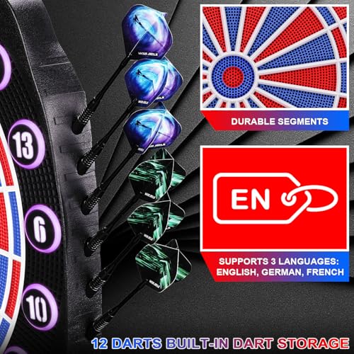 Electronic Dart Board with Automatic Scoring and Red Variation - 34 Games