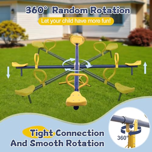 Outdoor Kids Seesaw with 360° Rotation, Heavy Duty 250lb Capacity, for Ages 3-8