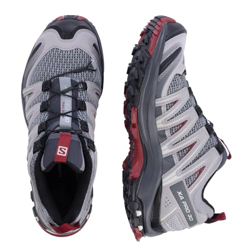 Salomon Men’s XA PRO 3D Trail Running Shoes - 10.5 Monument/Ebony/Red Dahlia