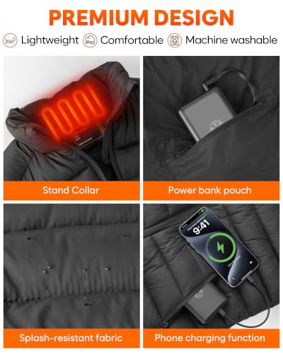 Women's Heated Vest Large with 16000mAh Battery, Lightweight Winter Coat