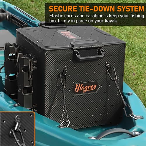 Kayak Fishing Crate with 4 Rod Holders - 13x13x13 Inch, Durable Storage Container