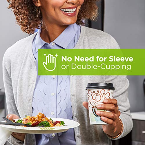 Georgia-Pacific Dixie PerfecTouch 12 oz Coffee Cups & Lids, 50 Pack (6 Packs) - Coffee Haze Design