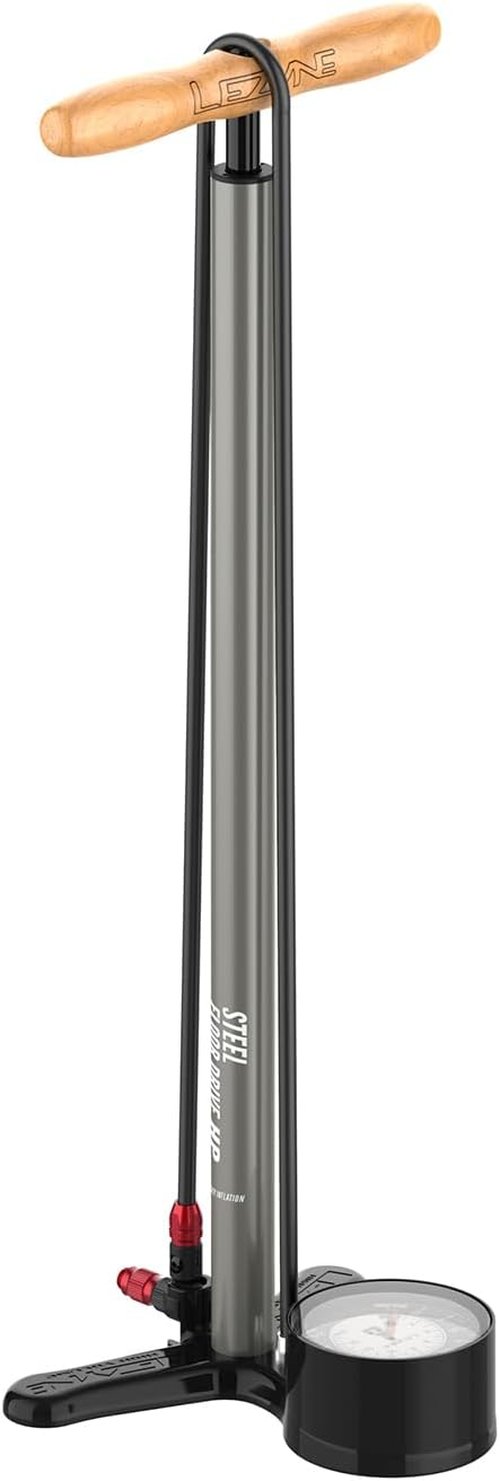 LEZYNE Steel Floor Drive Bicycle Pump - High Pressure 220 PSI with Analog/Digital Gauge | Fits Presta & Schrader Valves