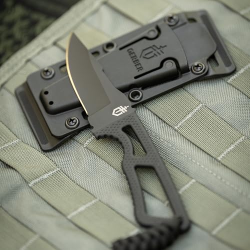 Fixed Blade Survival Knife with 3.3-Inch Drop Point Blade, Stainless Steel, Black Coating