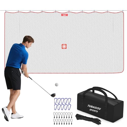 TUBAGOU 10x20FT Golf Practice & Multi-Sport Net - Backyard Hitting Net with Accessories