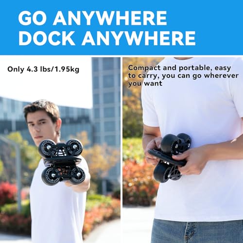Medium Black Portable Roller Skate Plate with Aluminum Alloy Deck & PU Wheels