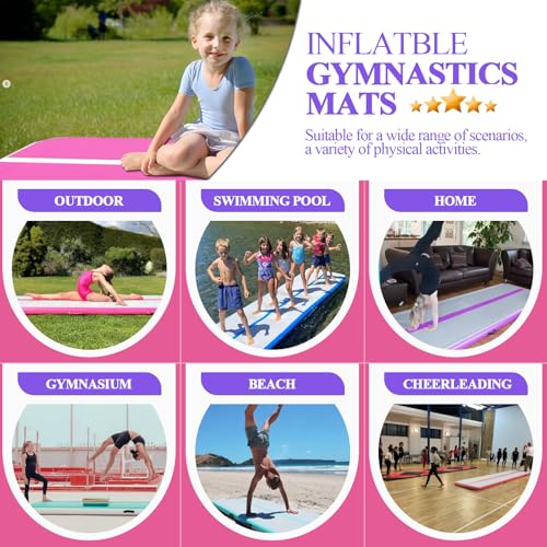 CZGBRO 10ft x 3.3ft x 4in Pink Air Gymnastics Tumble Track with Electric Pump