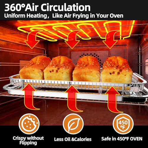 DEGOVIN Silver 3-Piece Air Fryer Basket Set for Oven - XL, L, M Sizes