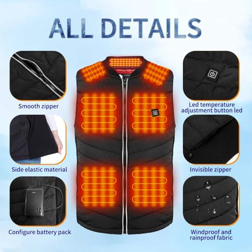 Hoson Heated Vest for Men and Women - X-Large Winter Heating Jacket with 9 Zones