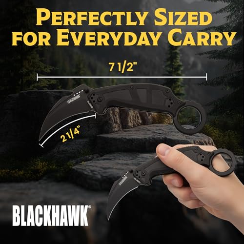 Black Karambit Folding Knife with G10 Handle 2.25" D2 Steel Blade - EDC Tactical Knife