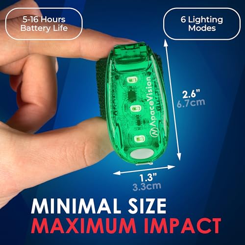 Green USB Rechargeable LED Safety Light 2 Pack - Clip On Strobe & Flashing Modes