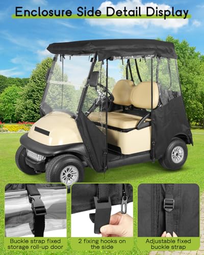 WEIMELL Black 2 Passenger Golf Cart Enclosure for Club Car Precedent with Front Windshield & Seat Towel