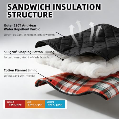 XplrKamp XXL 4-Season Cotton Flannel Sleeping Bag for Adults, Big & Tall, Carbon/Pumpkin