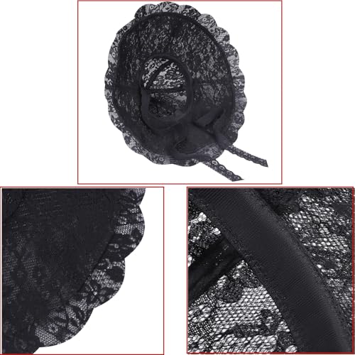 Women Lace Beach Sun Hat - Black, Foldable Wide Brim Fishermen Cap for Outdoor Travel