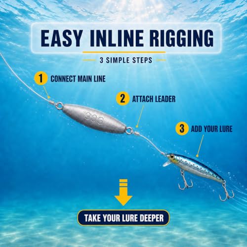 Fishing Inline Sinkers Trolling Weights 1oz-10pcs - Saltwater & Freshwater