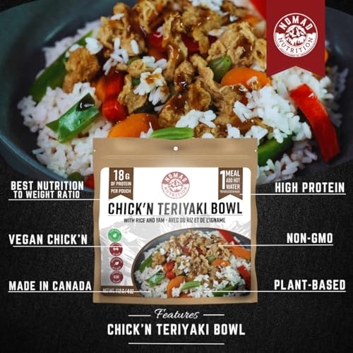 Nomad Nutrition Chick'n Teriyaki Freeze-Dried Backpacking Meal - Plant-Based, Vegan, 112g - Variation 1