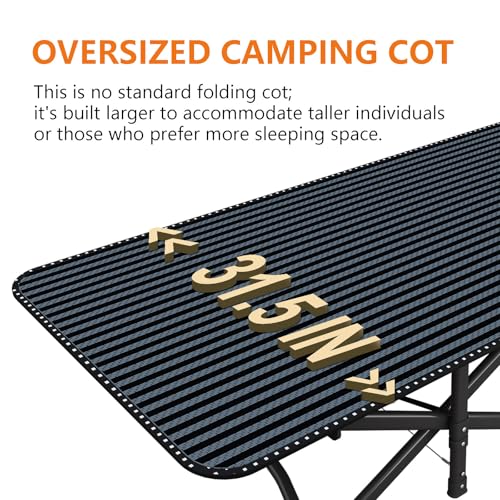 X-Large Camping Cot for Adults with Removable Cushion - Oversized Foldable Bed
