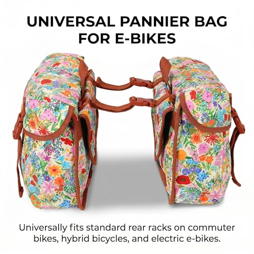 Yellow Flower Bicycle Saddle Bag Pannier Convertible Shoulder Bag 24L