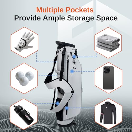 Full Choice Gray Lightweight Golf Stand Bag with 4-Way Dividers & 10 Clubs Capacity