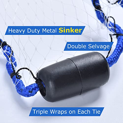 Goture 1/4in Mesh Size Cast Net 3ft-12ft Radius Hand Throwing Bait Net