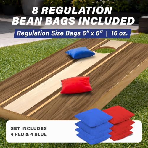 Walnut Cornhole Boards Set - Regulation Size 4x2 ft Wooden Lawn Game