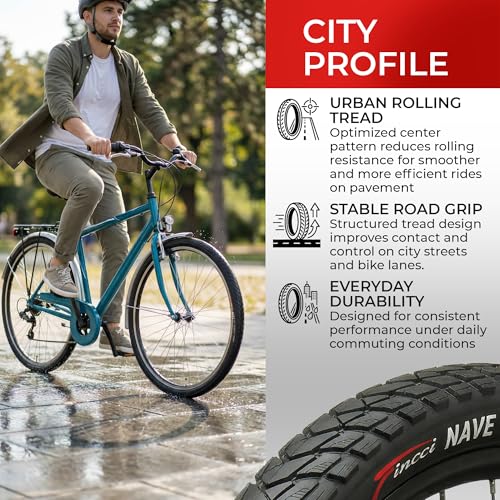 Fincci 700x35c Foldable City Bike Tires & Tubes Black - Schrader/Presta