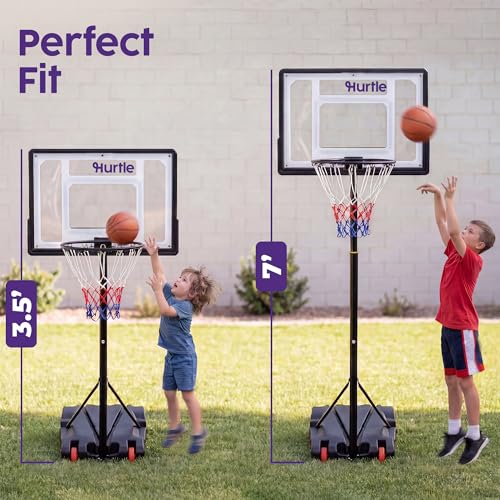 Kids Basketball Hoop Adjustable Portable with Backboard Wheels - Clear / 7 FT