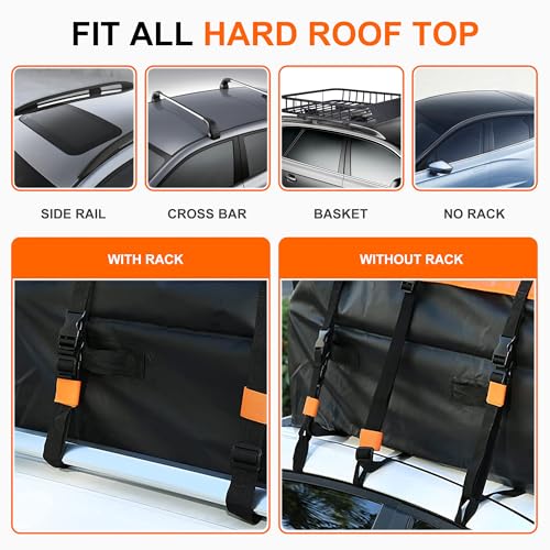 HubPax 21 Cu Ft Car Rooftop Cargo Carrier Bag Without Rack - Waterproof & Easy Install