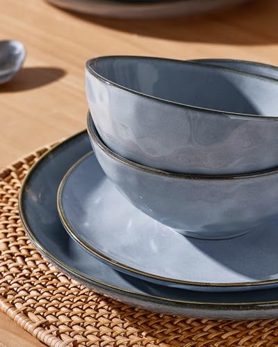 Famiware Ocean Blue 12-Piece Dinnerware Set for 4 | Plates & Bowls