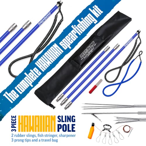 Reef Sling Spear Pole - 6ft Hawaiian Sling Fishing Spear with Blue Variation