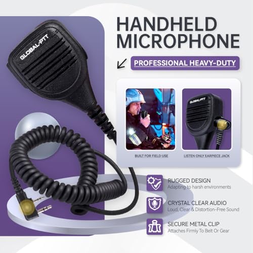 2PC Walkie Talkie Handheld Microphone with 3.5mm & 2.5mm Connectors - K1 Variation