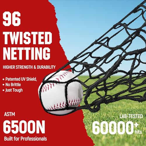 Heavy Duty Baseball Pitching Net with Strike Zone - Black, Adjustable Height