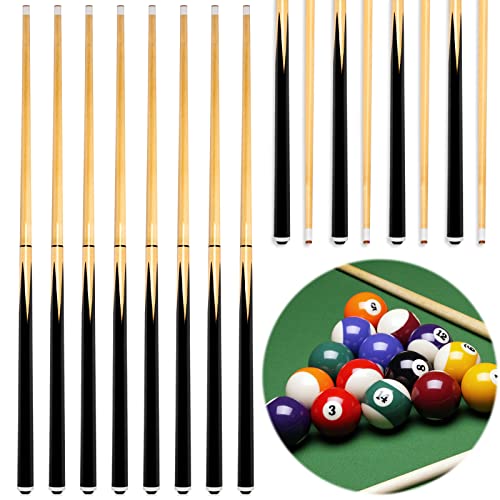 Wettarn 58 Inch Hardwood Pool Cues Set 12 Oz 13mm Tips Black, 8 Pack