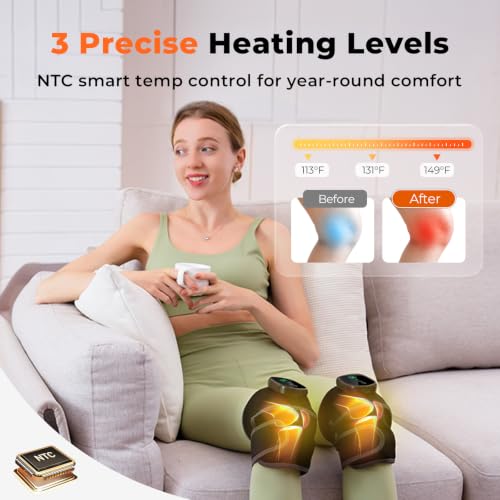 Cordless Heated Knee Massager 3-in-1 Wrap - Black & Gray, 2 Pieces