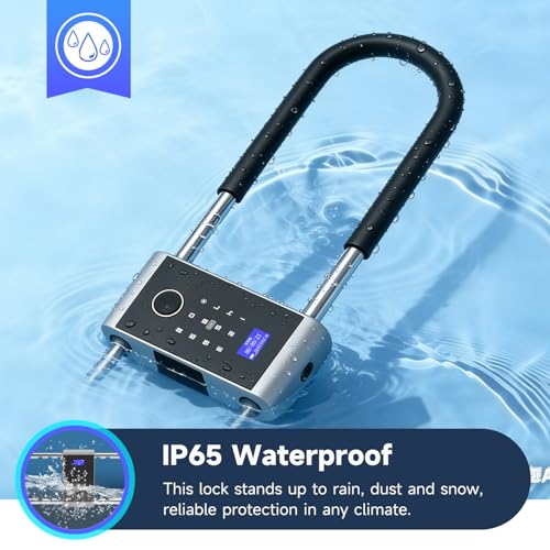 Heavy Duty Smart Padlock with Long Adjustable Shackle, App & Biometric Control