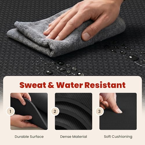 THAILE Large Exercise Mat Black 7x5 ft 6mm Home Workout Yoga Pilates