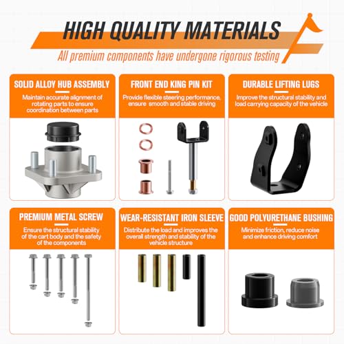 Golf Cart Front End Repair Kit for Club Car Precedent 2004+ - Bearings, Bushings & King Pins